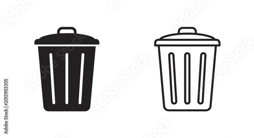 Photos Trash can silhouette black and white line art style