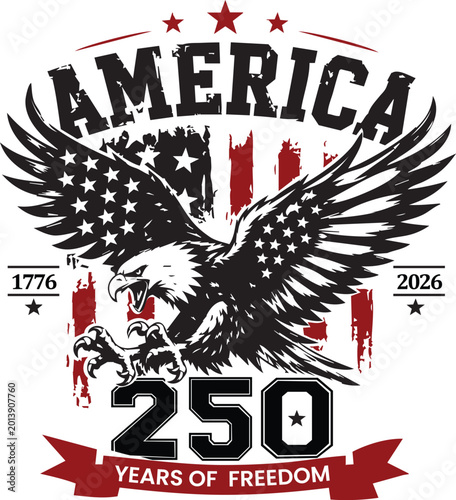 Patriotic 4th of July design for America 250 years anniversary celebration
