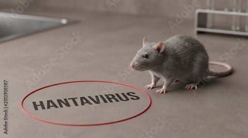 Rodent carrying hantavirus infection, representing disease transmission and public health concerns