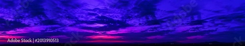Sunset | Deep Violet Twilight Horizon Beneath Dramatic Storm Filled Sky Panorama Loop