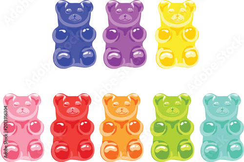 Colorful gummy bear candy clipart collection