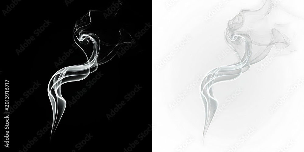 Fototapeta premium Swirling white smoke on a transparent background in an isolated setting captured during quiet moments
