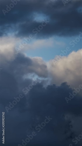 Vertical Timelapse of Dramatic Storm Clouds Forming in Sky