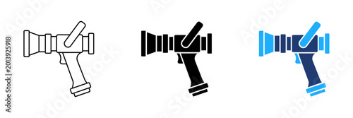 Obraz na plátně Fire hose nozzle vector icon set
