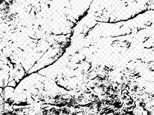 Fotografie Grunge vector texture of stone surface naturally distressed and weathered on transparent background