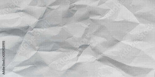 Εκτύπωση καμβά White crumpled paper texture with halftone gritty dotted grid, vector realistic