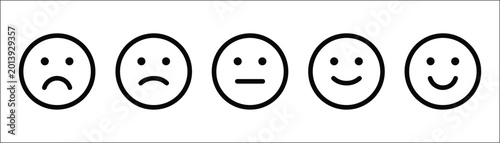 Quadro su tela Customer satisfaction rating icons set with different facial expressions
