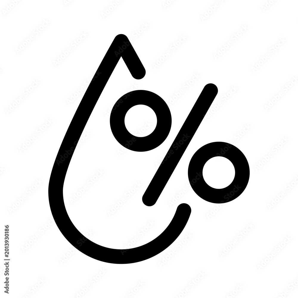 Fototapeta premium Air humidity white linear ui icon. Water vapour concentration. Moisture percentage. GUI, UX design. Outline isolated user interface element for app and web. Editable stroke. Arial font used