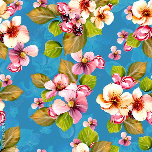 seamless floral pattern design all over textile digital print