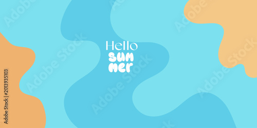 Vászonkép Beach abstract background wave with blue ocean and yellow sand color palette for