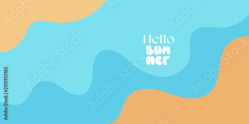 Fényképezés Sea beach abstract summer background with blue water waves and yellow sand patte