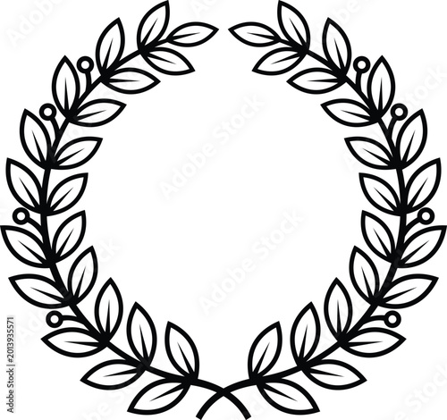 Fényképezés Laurel wreath circle icon. Floral wreath vector logo.