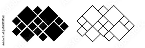 Tableau sur toile Abstract geometric square pattern featuring modular grid composition with layere