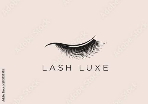 Minimalist logo design for lash and beauty studio featuring elegant eye with luxurious eyelashes