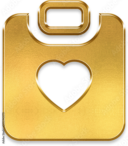 Konstfotografi Shiny 3D golden clipboard with heart symbol for health care and favorites