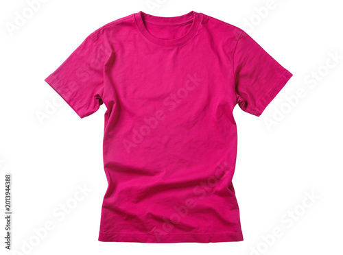 Bild auf Leinwand Isolated vibrant magenta pink short sleeve plain t-shirt casual apparel clothing