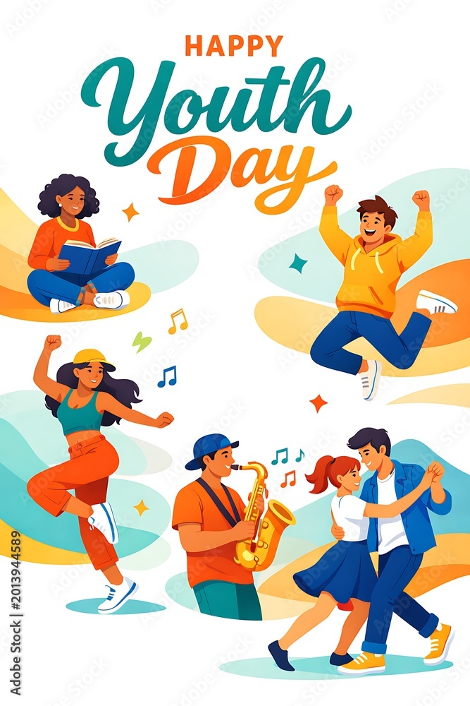 Fototapeta premium International Youth Day Youth Culture and Friendship Illustration
