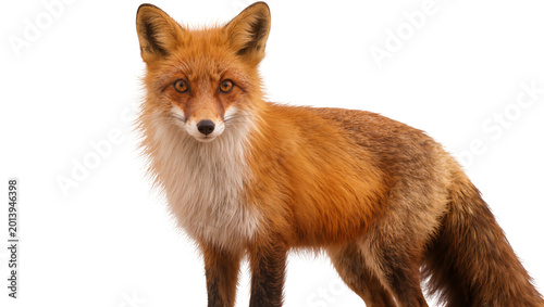Canvastavla Isolated full body portrait of a beautiful red fox standing and looking directly