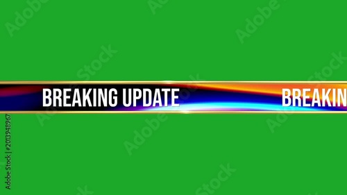 Breaking Update Lower Third with Gold Border on green screen background for news, television video editing element