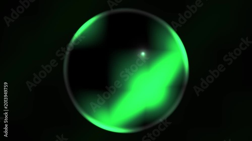 Abstract Green Orb Glowing with Mysterious Light Effects.