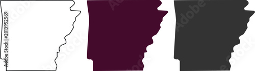 Bild auf Leinwand Outline and silhouette maps of the us state of arkansas