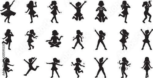 Foto 20 Premium Cute Girl Dance Poses - K-Pop & Pop Style Vector Silhouettes