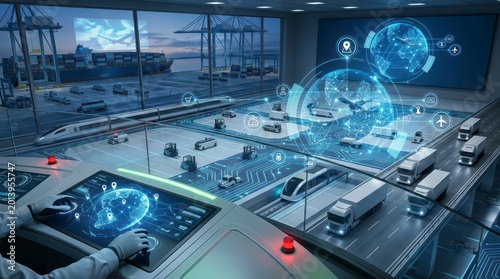 Smart logistics control center with global transportation network