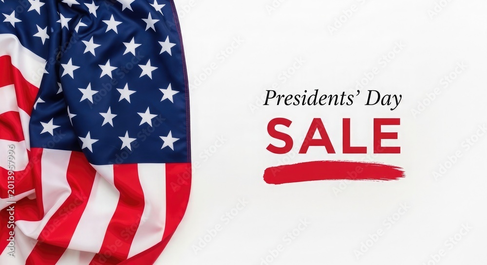 Obraz premium Presidents' day sale with american flag patriotic holiday promotion