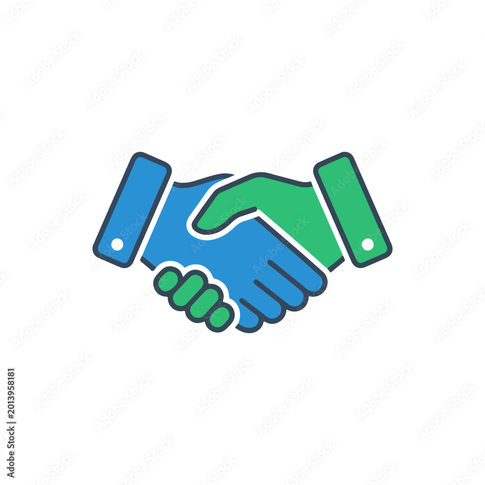 Obraz premium Partnership handshake icon, agreement, business, teamwork, success, cooperation, trust, deal