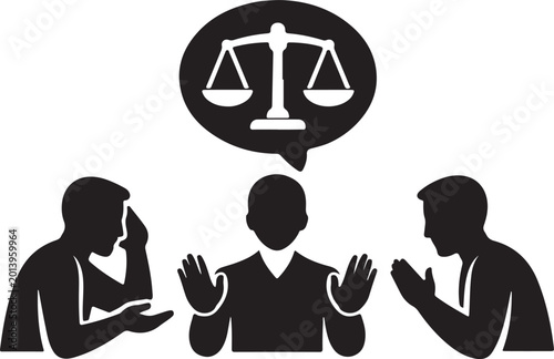 Photos People with mediator symbol vector icon for balance, teamwork, communication, an