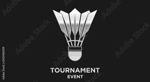 Badminton Tournament Emblem on Dark Background, Event Promotion, Isolated Vector Illustration