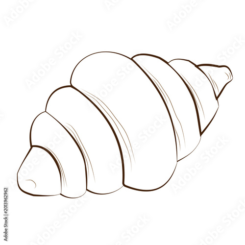 Hand drawn croissant line art illustration isolated on light background