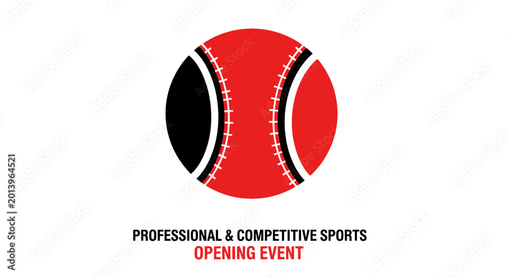 Fototapeta premium Bold Red Tennis Ball Emblem Design for Professional Sports Opening Events and Tournaments Venue
