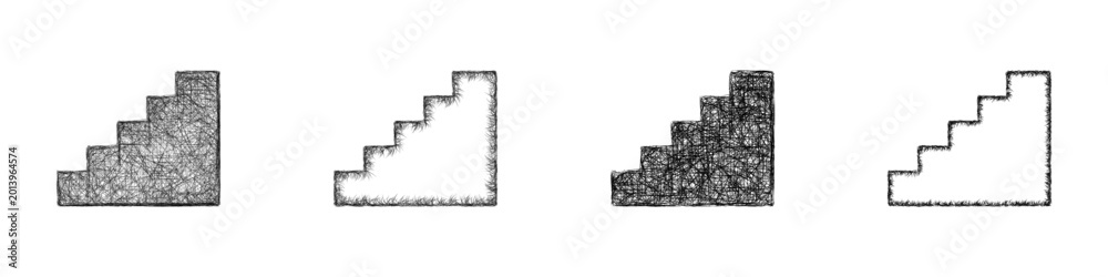 Fototapeta premium Sketch stairs icon design set