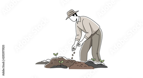 Cuadro en lienzo Farmer planting seeds in fertile soil, nurturing new life and growth
