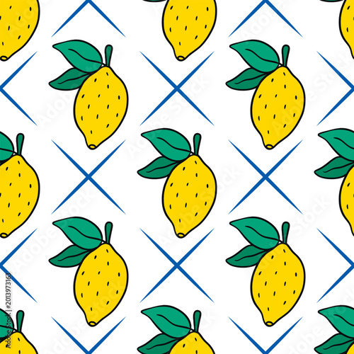 Bild auf Leinwand Citrus summer seamless pattern