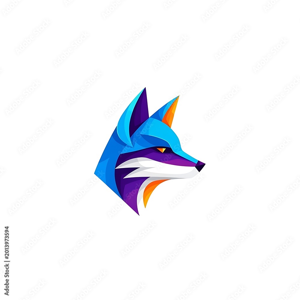 Fototapeta premium Vibrant geometric fox head illustration isolated on white