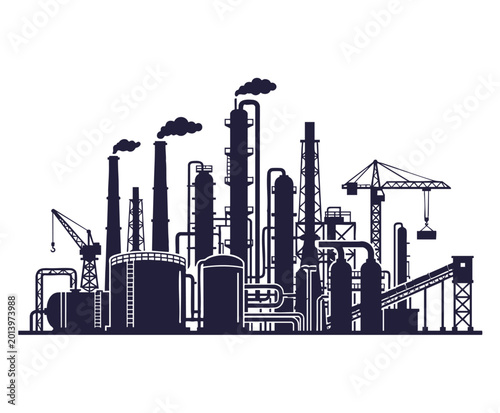 Foto A detailed illustration of an industrial factory complex with multiple buildings