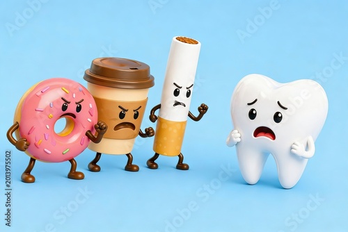 Scared Tooth Facing Unhealthy Habits
