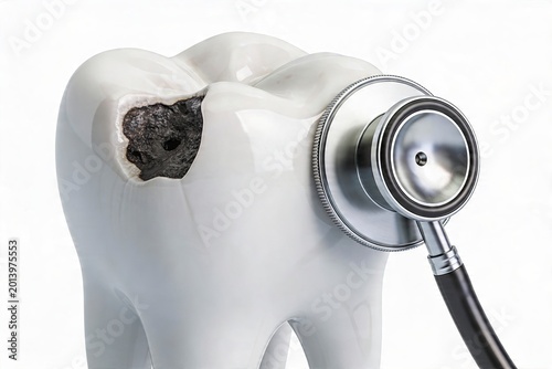 Damaged Tooth with Stethoscope