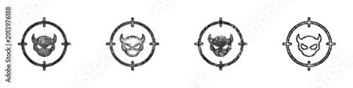 Quadro su tela Sketch hunt quest icon design set