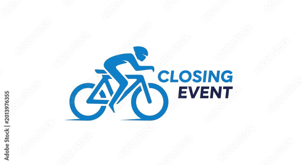 Fototapeta premium Closing Event Cycling Silhouette in Vibrant Blue Color for a Dynamic and Engaging Design