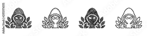 Canvas Print Sketch stealth quest icon design set