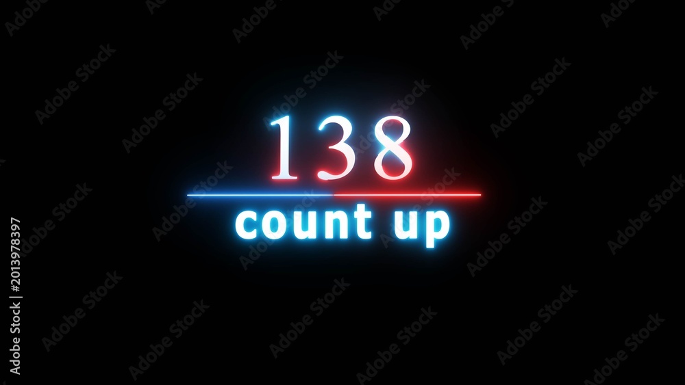 Obraz premium Counting neon glowing text number illustration. Neon number on background.