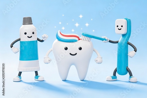 Smiling Tooth Brushed with Toothpaste