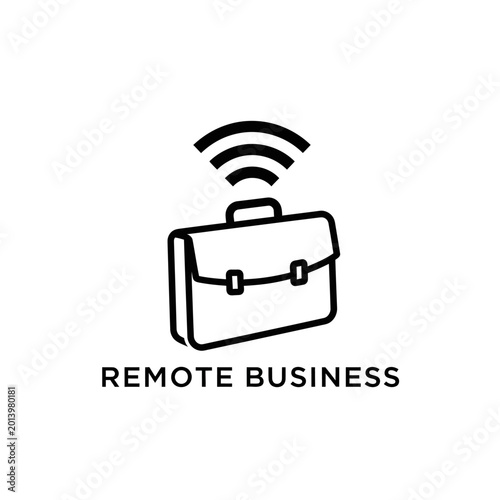 Remote Business Icon: Briefcase with Wi-Fi Signal, Representing Remote Work and Connectivity