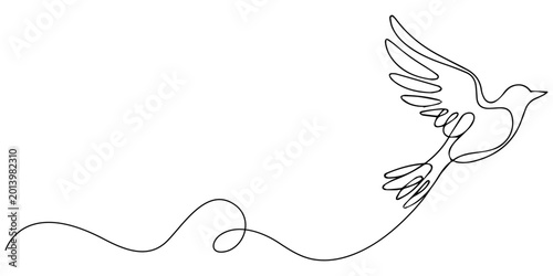 Continuous one line drawing Minimalist flying bird, one line art, simple vector icon, black and white illustration, flying dove bird continuous one line drawing minimalist peace symbol freedom concept