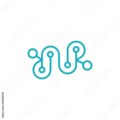 Teal circuit board logo symbol.