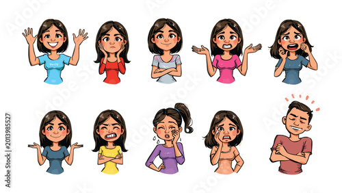 Bilde på lerret Expressive Expressions: A collection of various emotional expressions, from joy