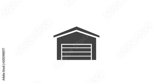 Simple illustration of a garage icon in a minimalist flat design style for various purposes
